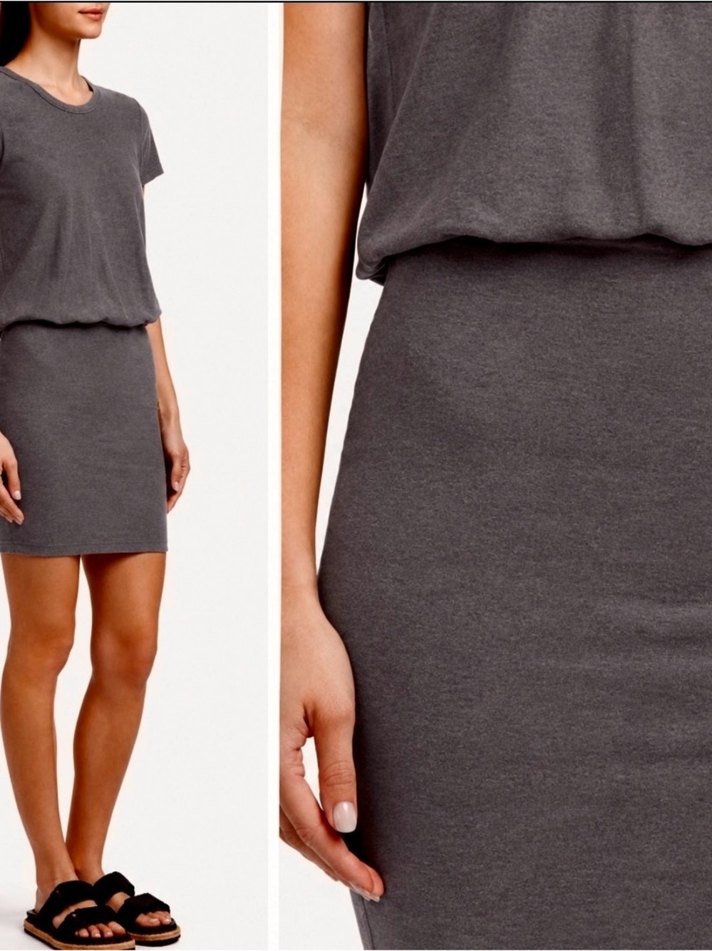 James Perse Blouson T Shirt Dress in Charcoal Gray - SIZE 1